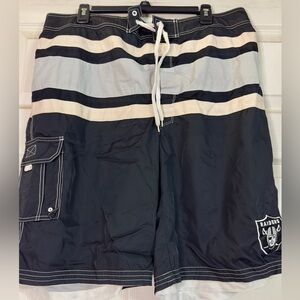 EUC NFL Las‎ Vegas Raiders Black and Gray Men's Swim Board Shorts Size XXL